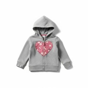 Carter's Gray Hoodie with Pink Heart Design 9MTH EUC